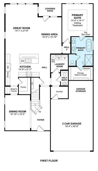 The El Paso floor plan by K. Hovnanian Homes. 1st Floor shown. *Prices, plans, dimensions, features, specifications, materials, and availability of homes or communities are subject to change without notice or obligation.