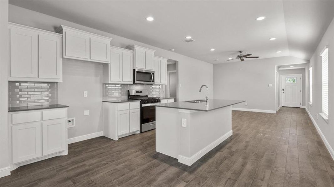 Kitchen - All Home and community information, including pricing, included features, terms, availability and amenities, are subject to change at any time without notice or obligation. All Drawings, pictures, photographs, video, square footages, floor plans, elevations, features, colors and sizes are approximate for illustration purposes only and will vary from the homes as built.