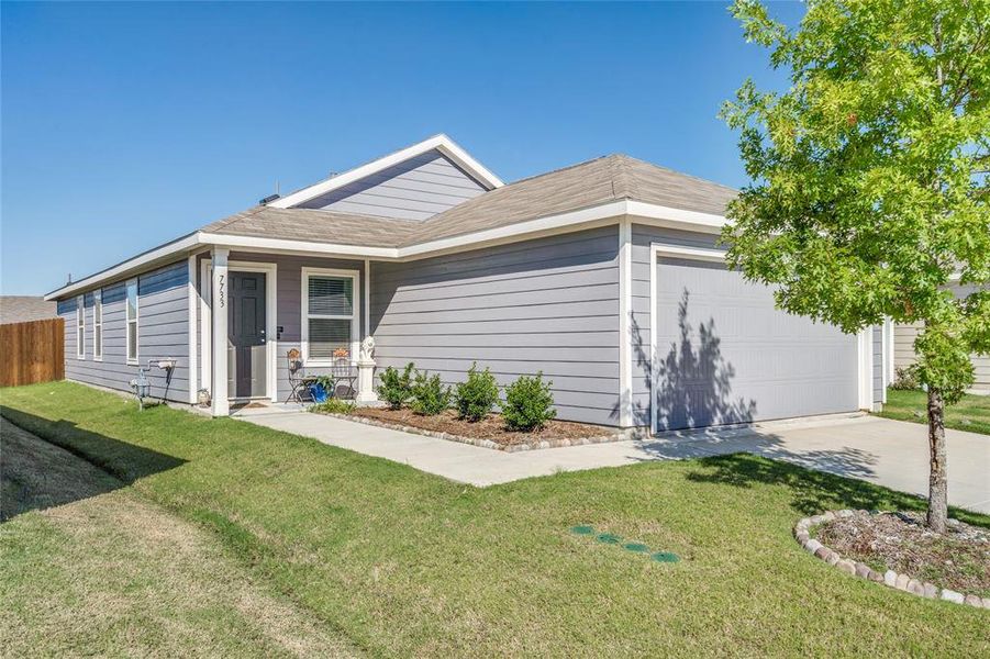 Front view with single door garage