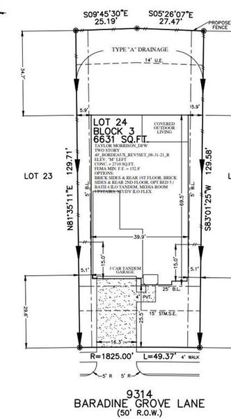9314 Baradine Grove Lane preliminary plot plan