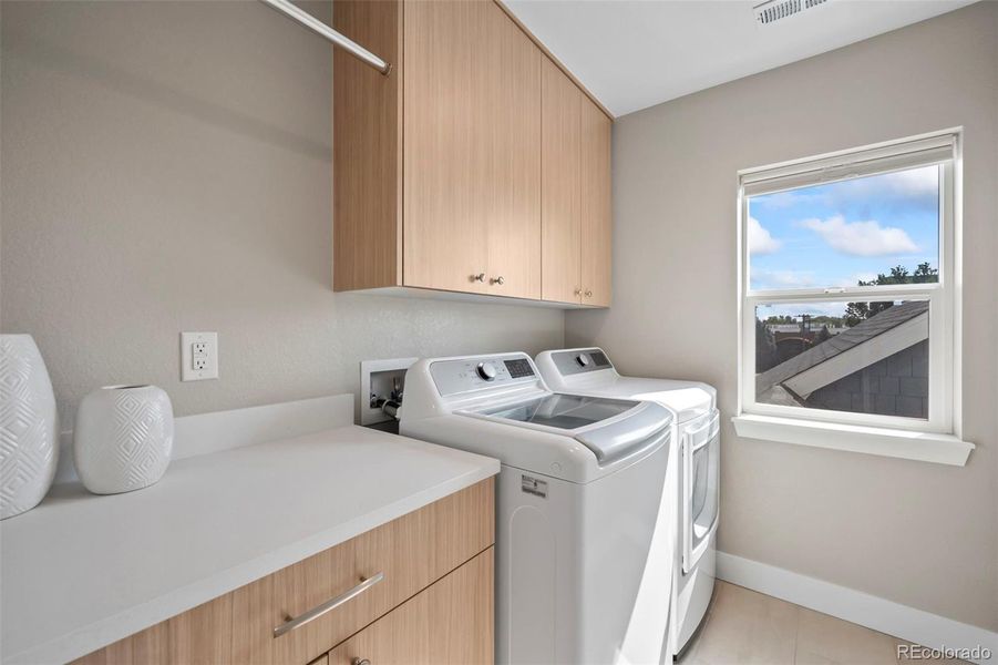 Laundry room on primary suite level