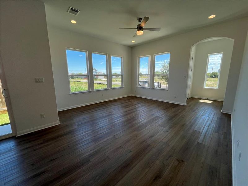 Light floods through the home with so many windows