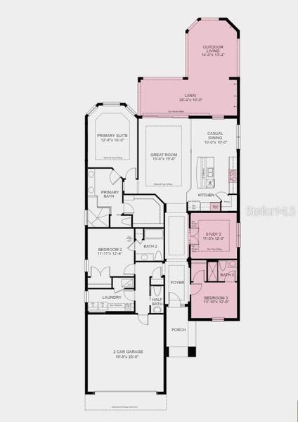 Structural options added include: covered outdoor living, study with pocket doors, additional bedroom, gourmet kitchen, laundry sink.