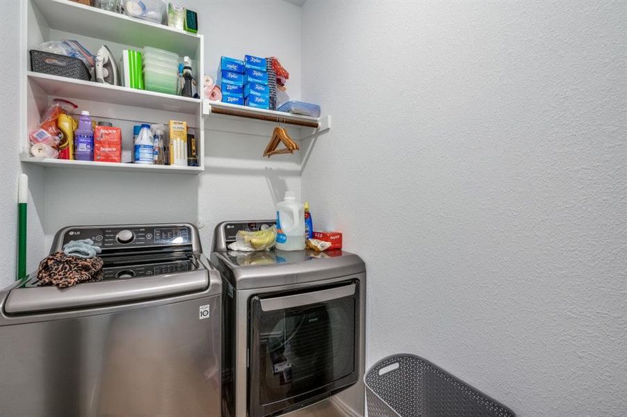 Clothes washing area with separate washer and dryer