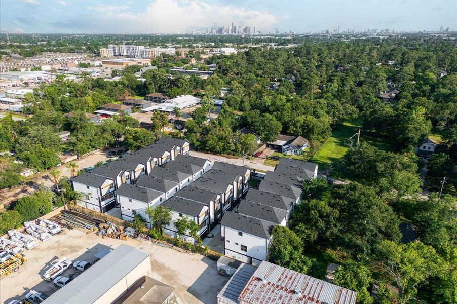 Aerial view of the development.