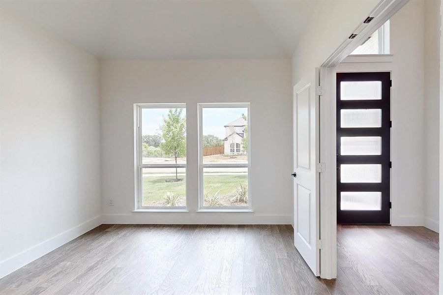 Entryway with wood-type flooring