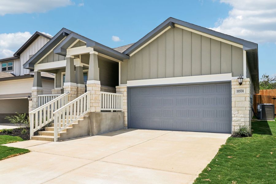 Front exterior of the Hughes floorplan at a Meritage Homes community.