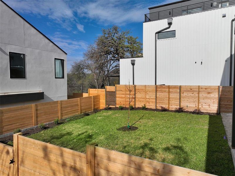 Privacy fenced front yard space