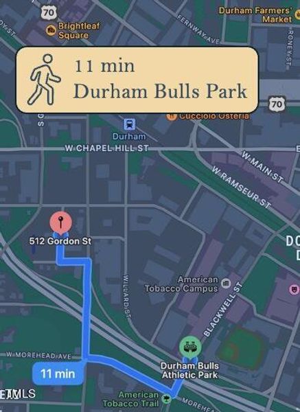 2 - 11 minute walk to Durham Bulls Athle