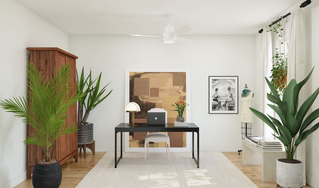 Convenient home office with double barn doors