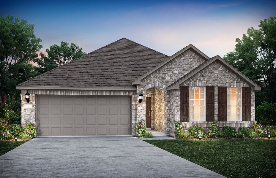 Exterior A, with stone accents and a 2-car garage with extra storage space