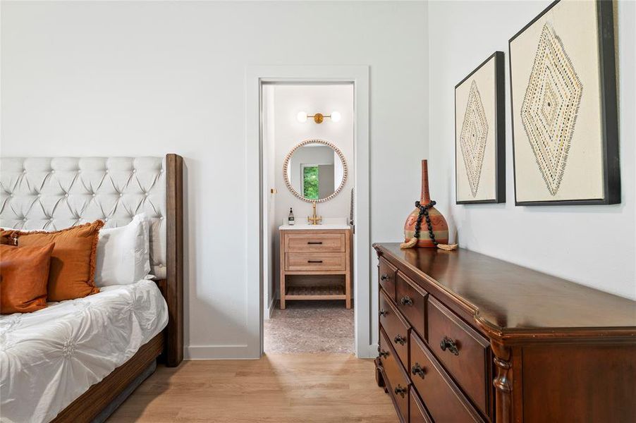 Bedroom with ensuite bathroom.