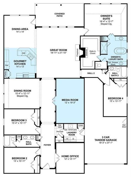 The Elaine floor plan by K. Hovnanian Homes. 1st Floor shown. *Prices, plans, dimensions, features, specifications, materials, and availability of homes or communities are subject to change without notice or obligation.