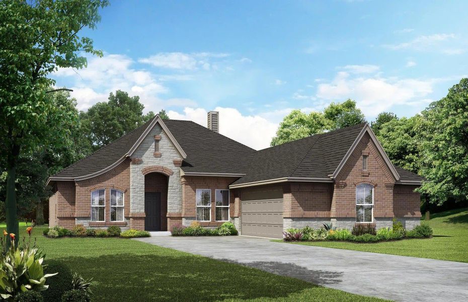 Elevation A with Stone | Concept 2267 at Lovers Landing in Forney, TX by Landsea Homes