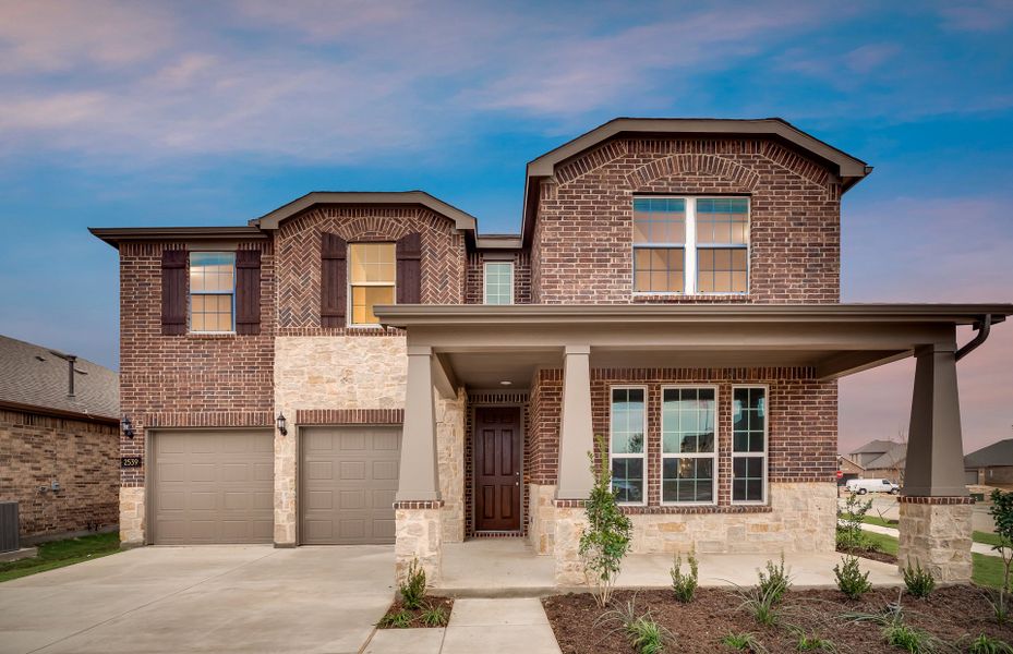 The Albany, a two-story home with 2-car garage and shutters