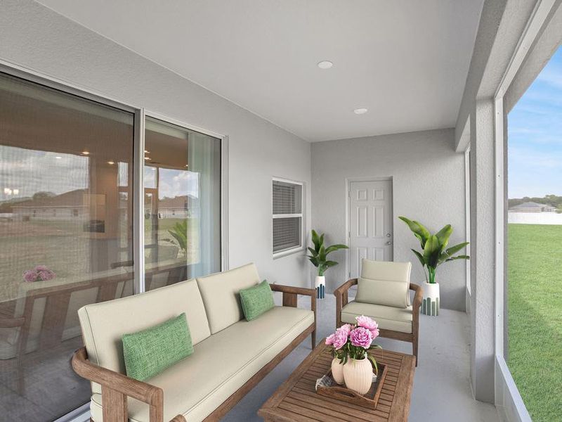 A large covered lanai gives you plenty of space to enjoy the amazing Florida weather  - Willow II by Highland Homes