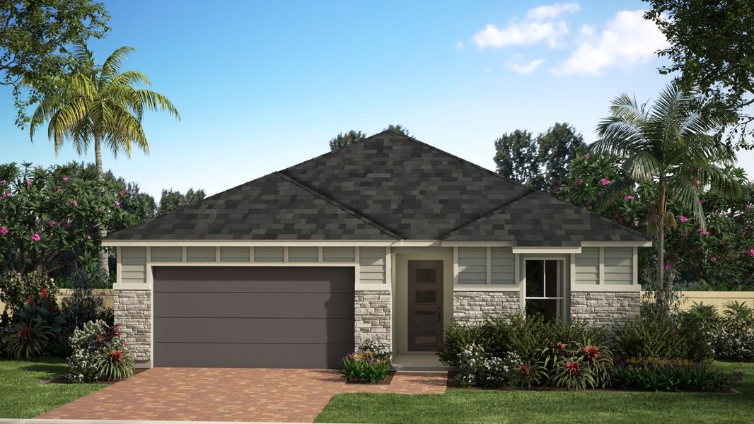 West Indies Elevation Cascade The Courtyards at Waterstone Palm Bay Florida Landsea Homes