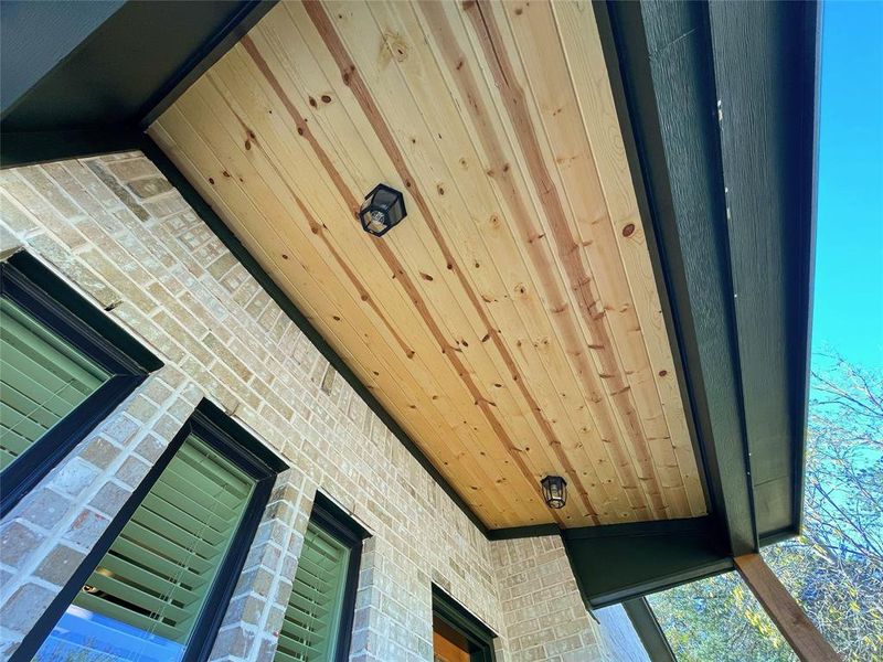 Exterior details with wood ceiling