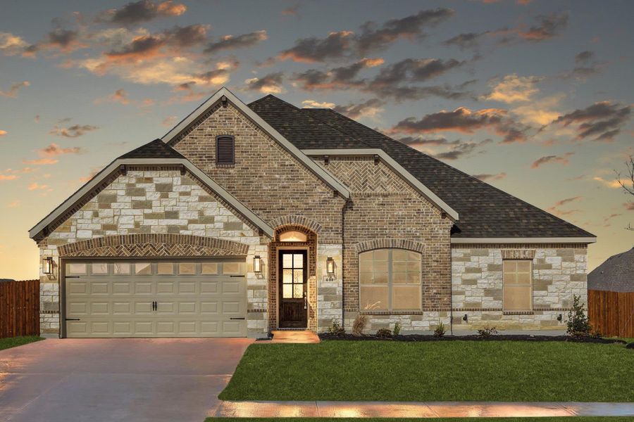 Elevation D with Stone | Concept 2027 at Villages of Walnut Grove in Midlothian, TX by Landsea Homes