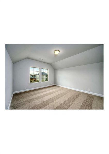 Bonus room featuring carpet flooring and vaulted ceiling