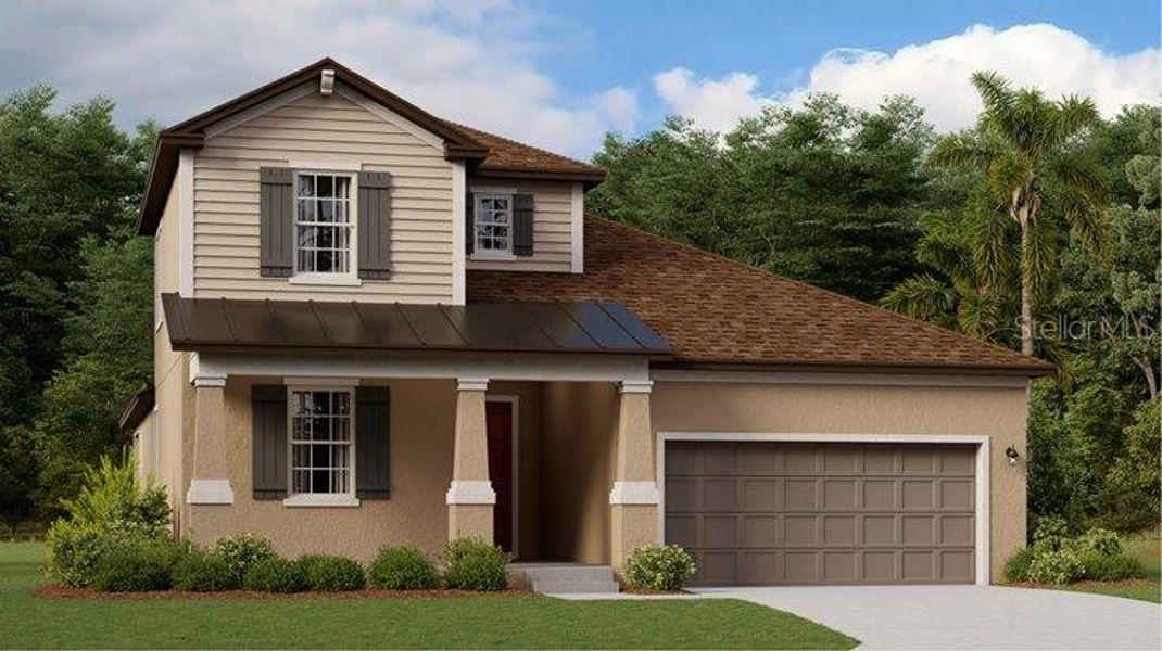 New construction Single-Family house 10419 Banyan Breeze Boulevard, Land O' Lakes, FL 34638 Meridian II- photo