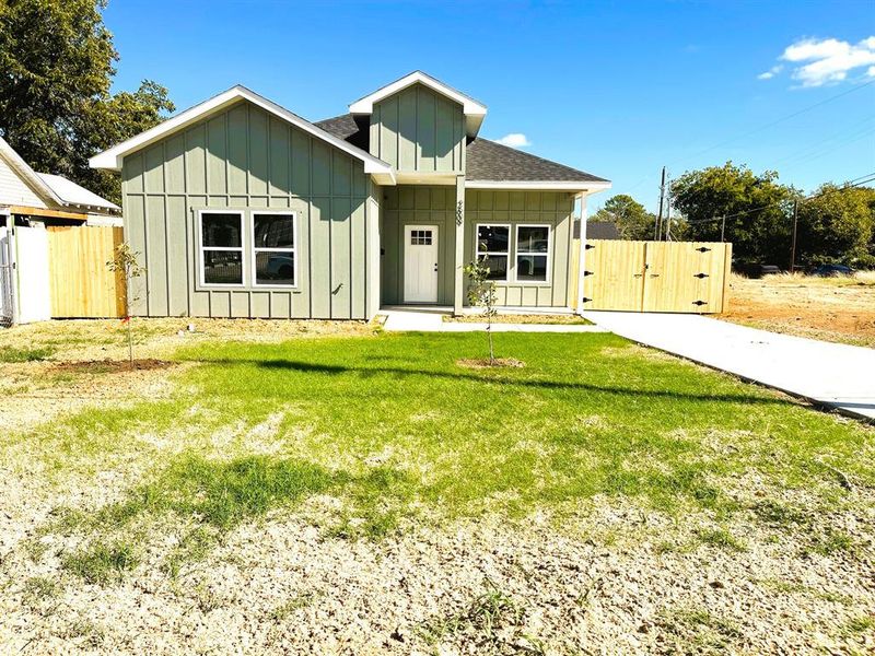 View of front of home with a front yard