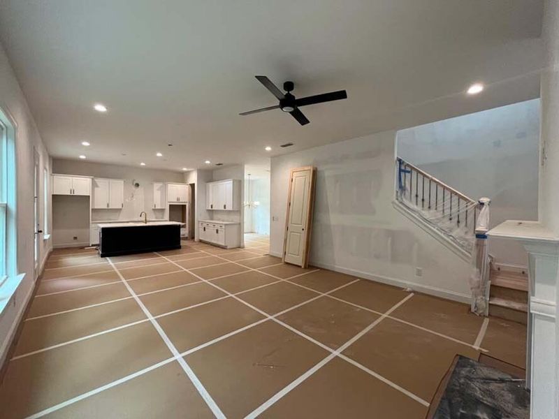 Family Room View to Kitchen Construction Progress