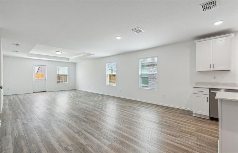 Spacious gathering room *real home pictured