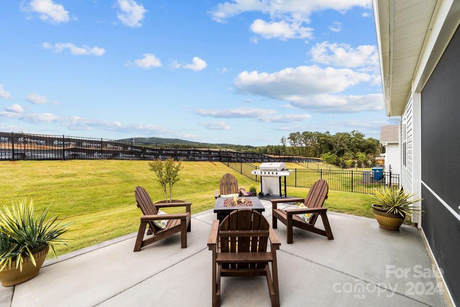 Outdoor grilling time on this expanded patio! Fenced backyard!  Just order up some Carolina sunshine!