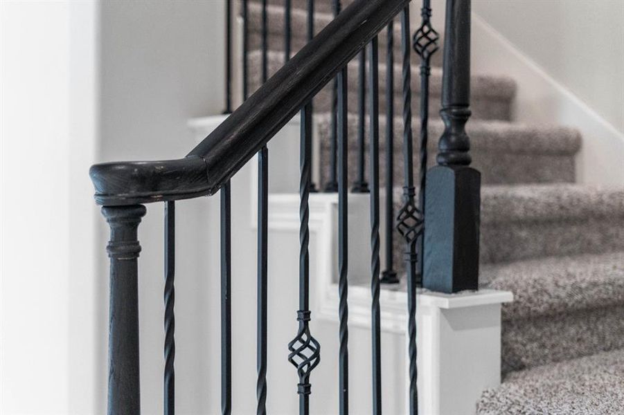 Wrought iron stair case.