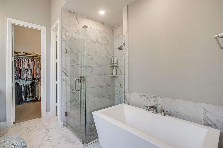 Bathroom with shower with separate bathtub