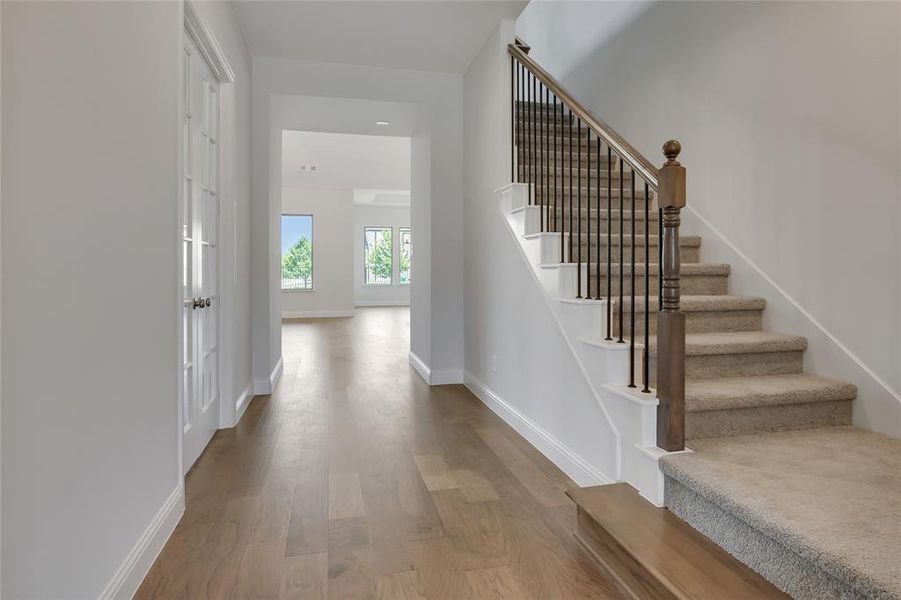 Foyer entrance featuring hardwood / wood-style floors