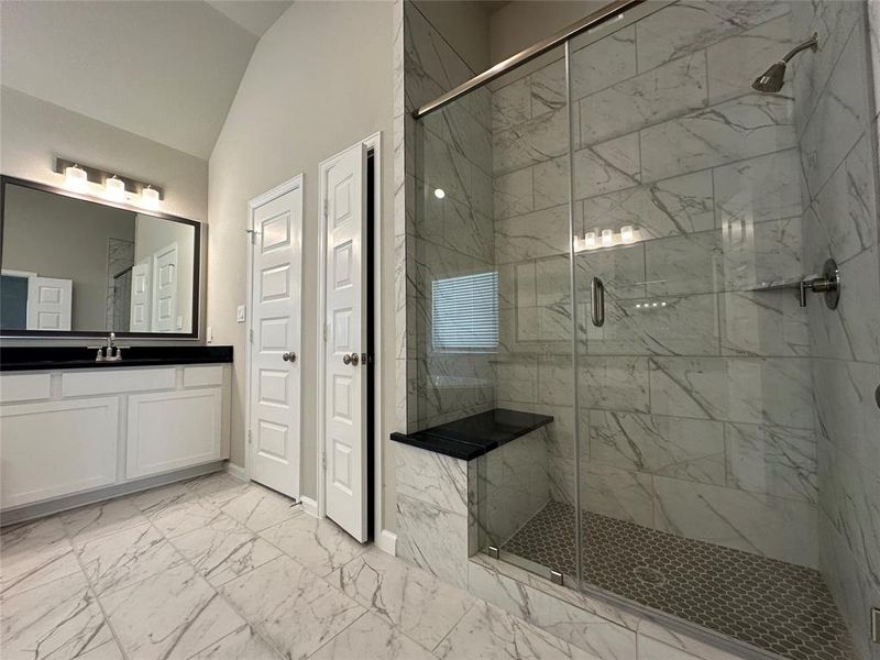 Separate shower in owner's bath