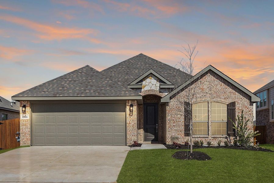 Elevation A with Stone | Concept 1730 at Silo Mills - Select Series in Joshua, TX by Landsea Homes