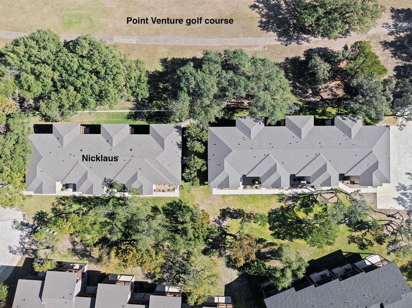 Ariel view of Nicklaus townhomes & Point Venture golf course.