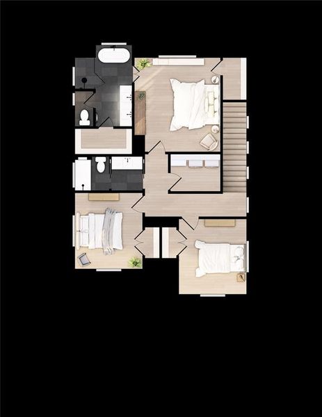 2nd floor floor plan rendering