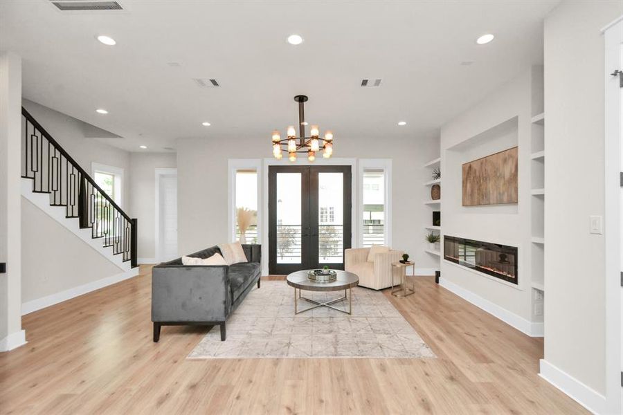 Living Area: Pre-wired speakers and access points for seamless connectivity and entertainment.