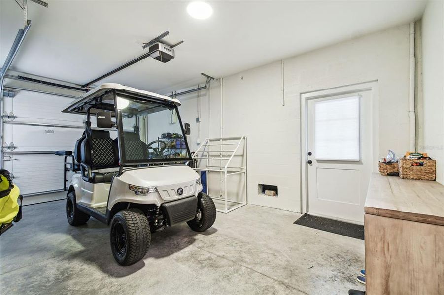 Single car garage with tons of space for a golf cart, car, beach toys and more!