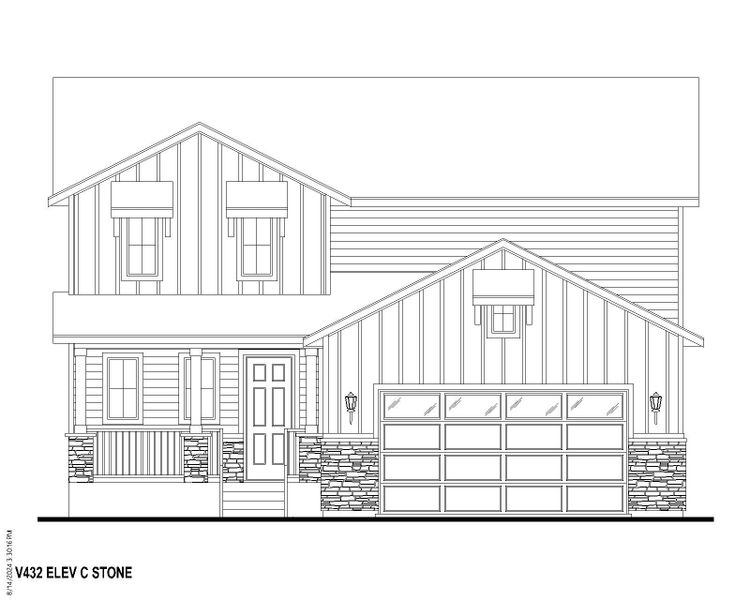 Plan V432 Elevation C w/ Stone