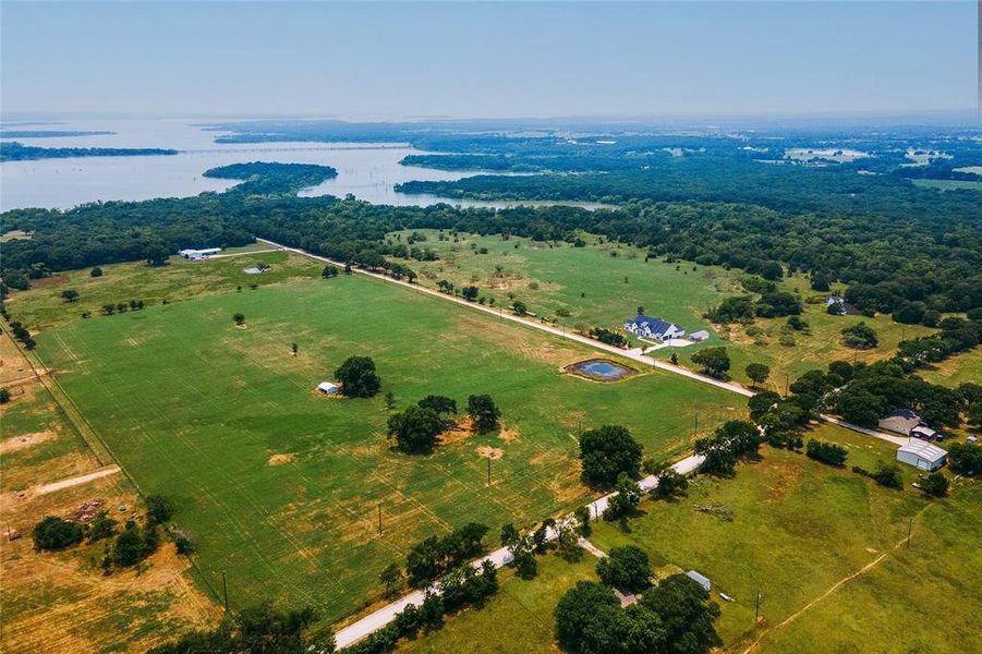 Aerial view of Country Roads on the Lake in Tioga near Lake Ray Robers