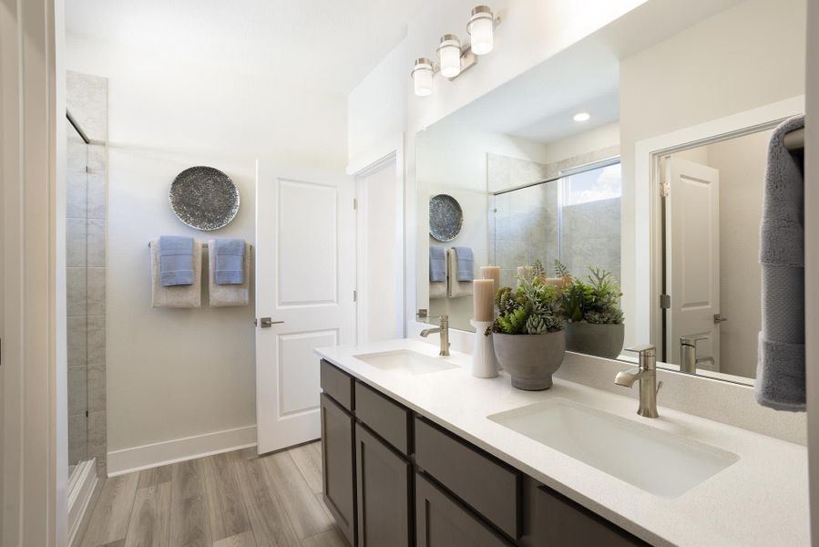 Primary Bath | Rebecca at Lariat in Liberty Hill, TX by Landsea Homes
