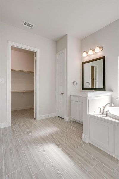 Bathroom featuring vanity and a bathing tub