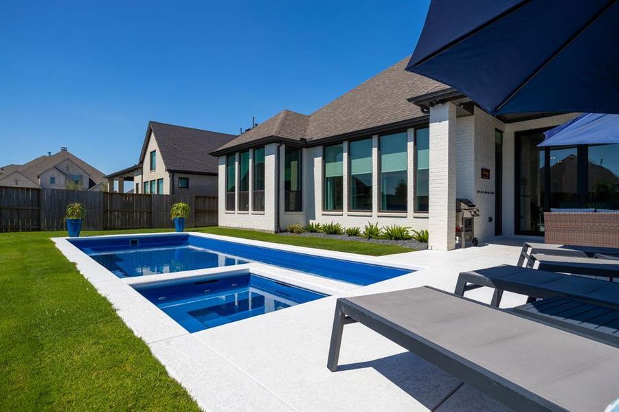 Enjoy the saltwater pool that you can cool or heat to your temperature preference.