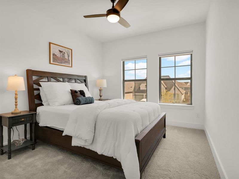 Oversized upstairs bedroom with custom blackout shades.