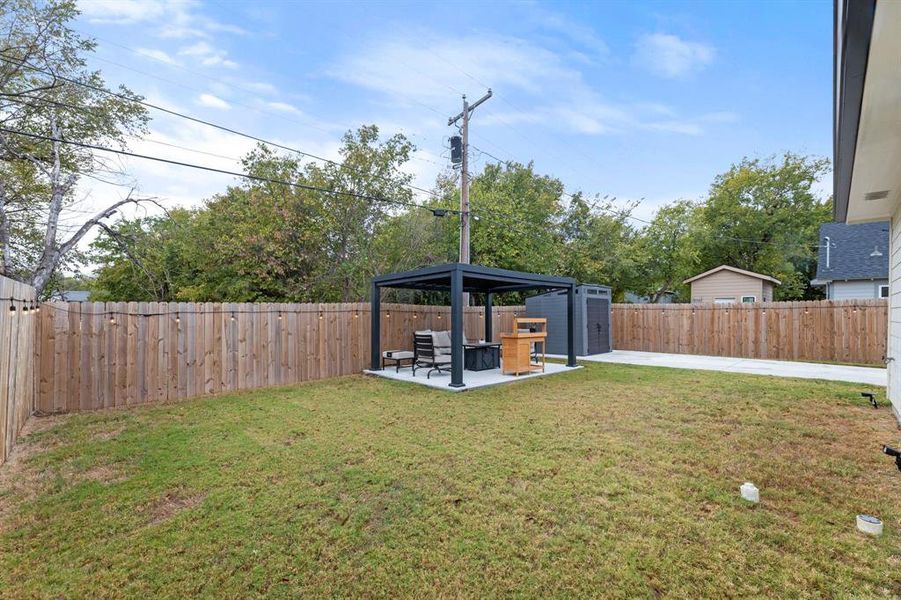 View of yard with a patio and a gazebo