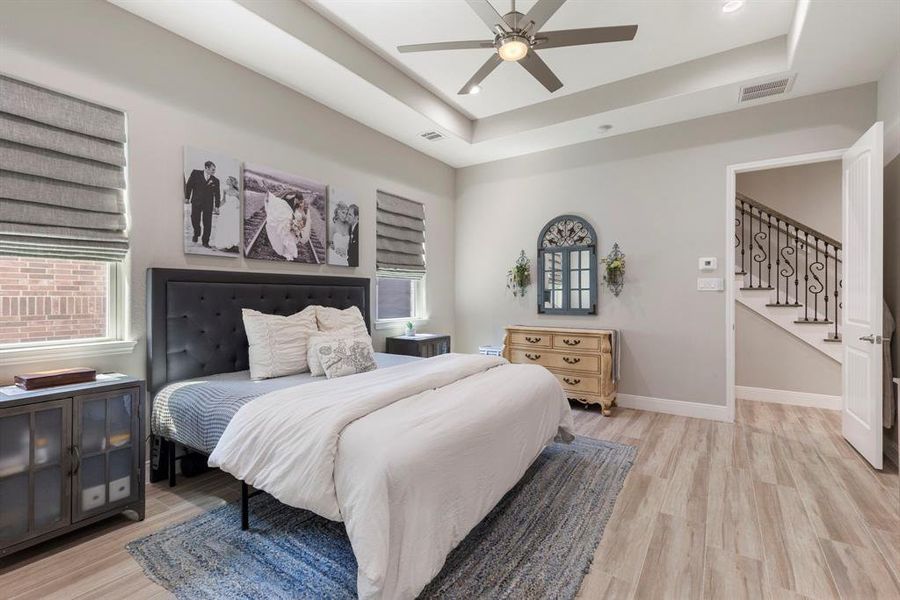 The primary bedroom is on the main level and has great natural lighting.