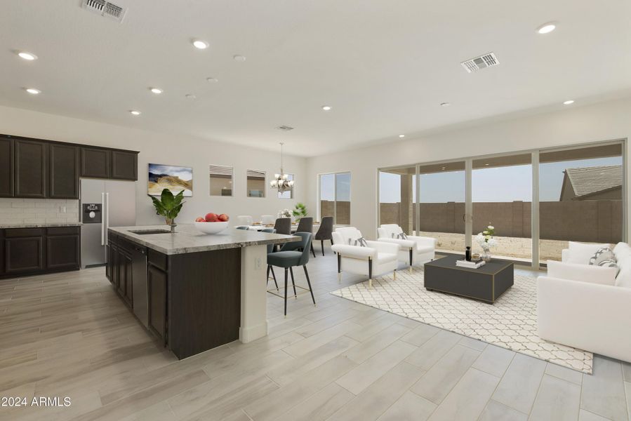 Kitchen-great room-dining room