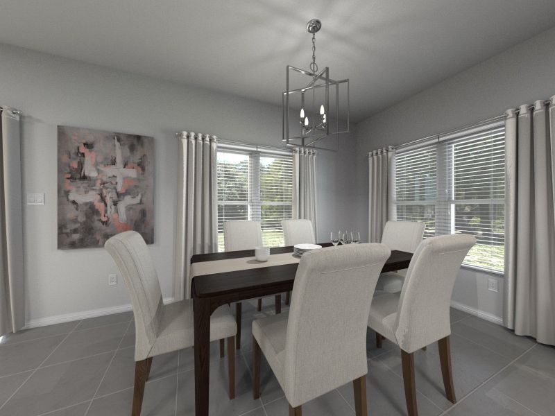 Rendering of Grayson dining room.