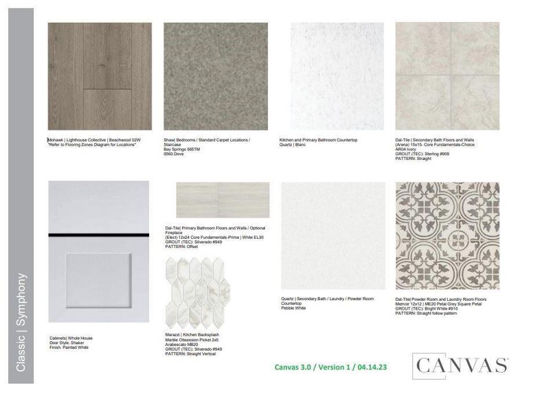 Design Selections.  Home is under construction and selections are subject to change.