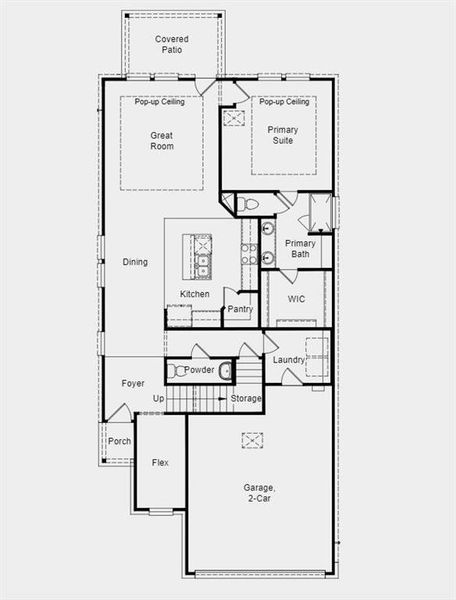 Structural options added include: 12" pop-up ceiling in great room and covered outdoor living.